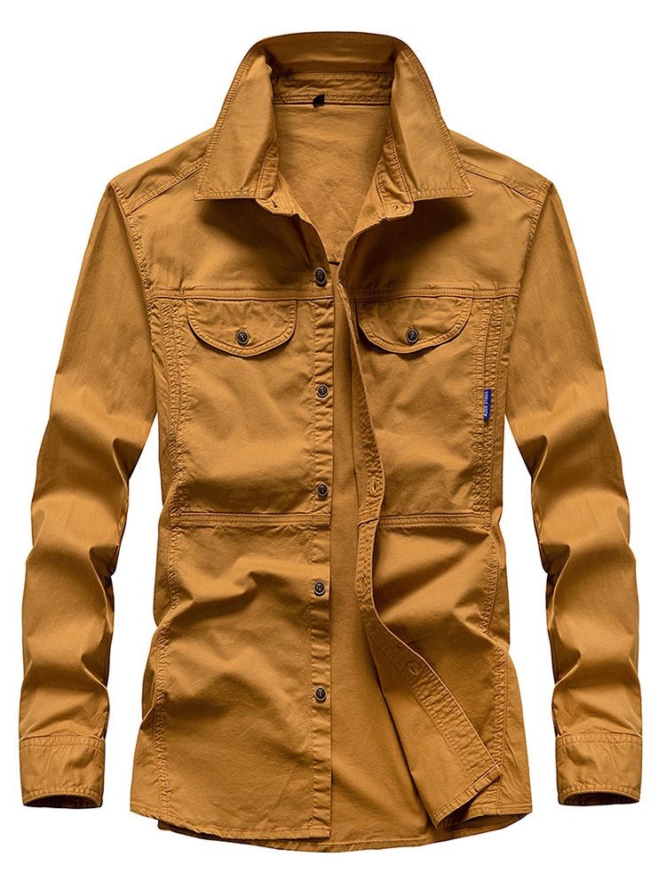 Stretch-Cargohemd für Herren mit mehreren Taschen und lockerer Passform für lässige Outdoor-Aktivitäten