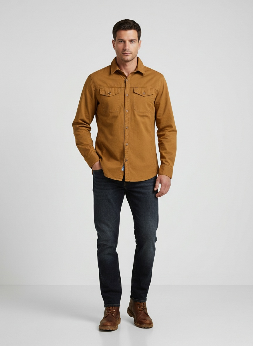 Stretch-Cargohemd für Herren mit mehreren Taschen und lockerer Passform für lässige Outdoor-Aktivitäten