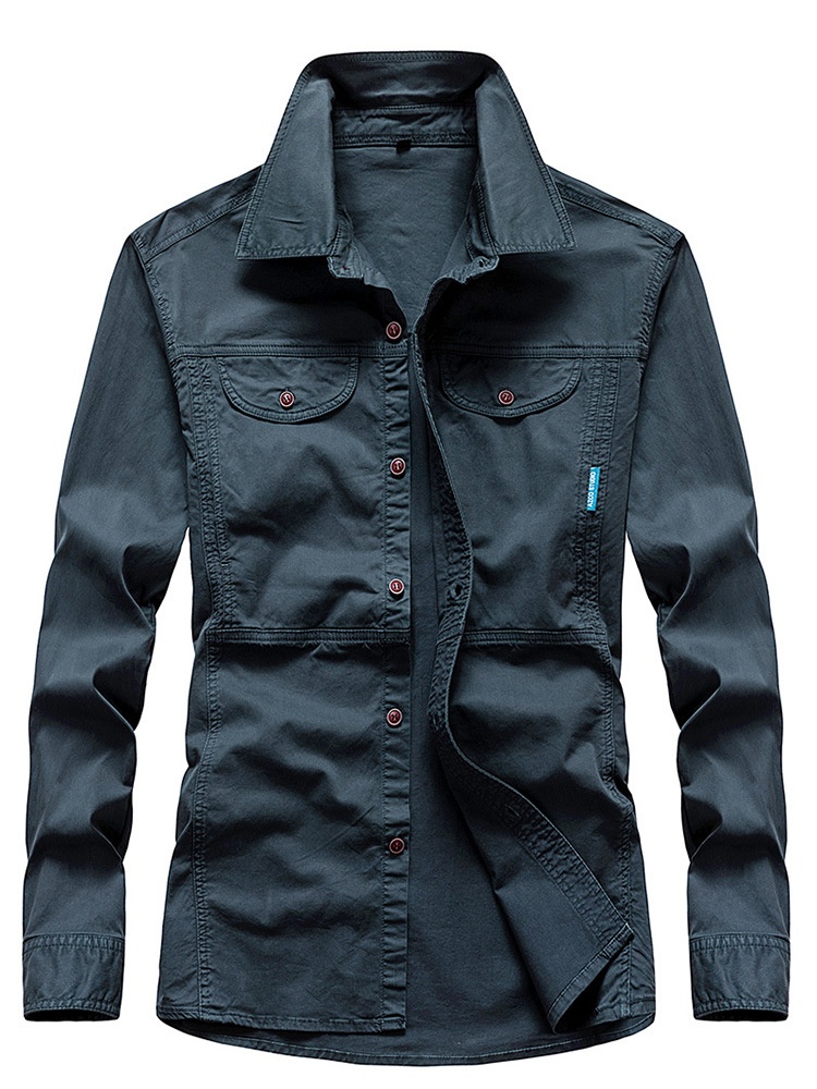 Stretch-Cargohemd für Herren mit mehreren Taschen und lockerer Passform für lässige Outdoor-Aktivitäten