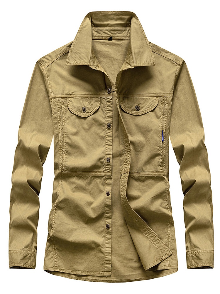 Stretch-Cargohemd für Herren mit mehreren Taschen und lockerer Passform für lässige Outdoor-Aktivitäten