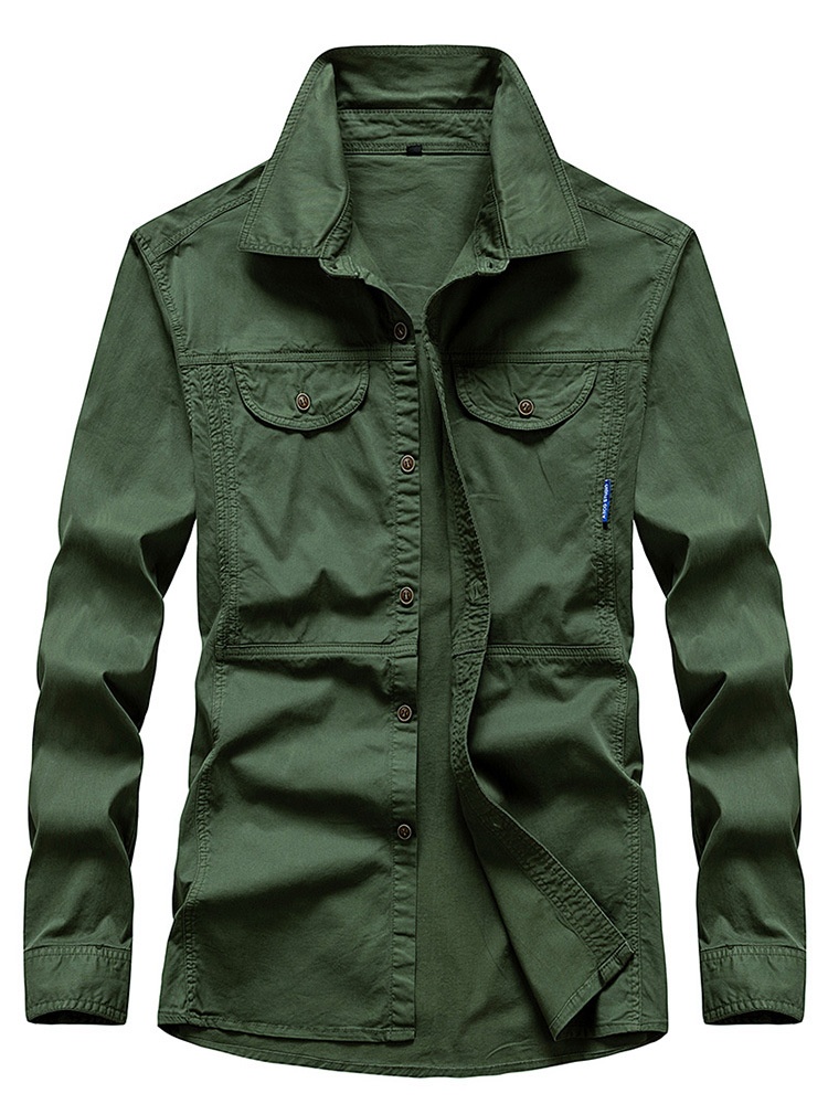 Stretch-Cargohemd für Herren mit mehreren Taschen und lockerer Passform für lässige Outdoor-Aktivitäten