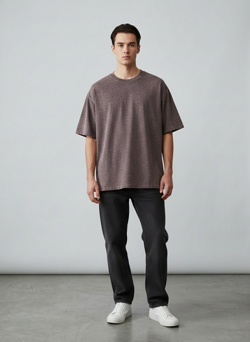 Relaxed Fit Garment Wash Men's T-Shirt for Summer Casual Wear