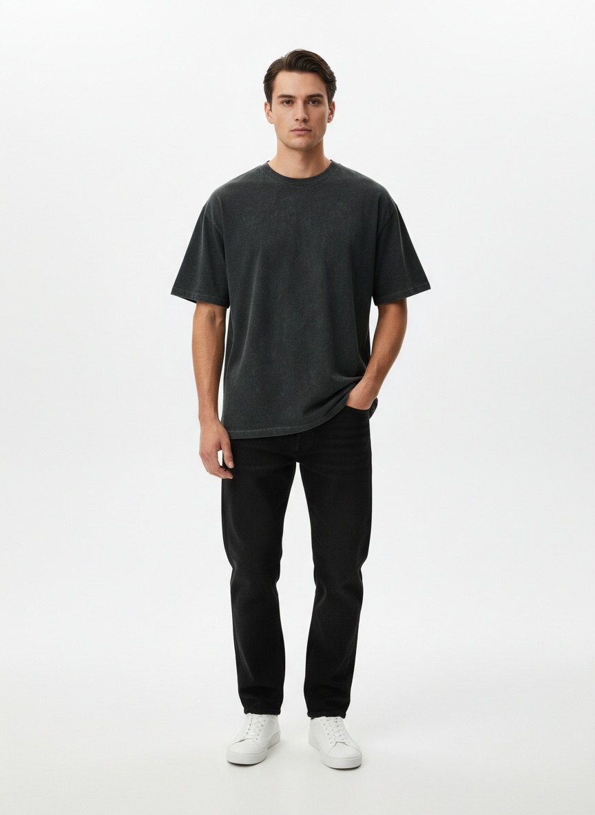 Relaxed Fit Garment Wash Men's T-Shirt for Summer Casual Wear