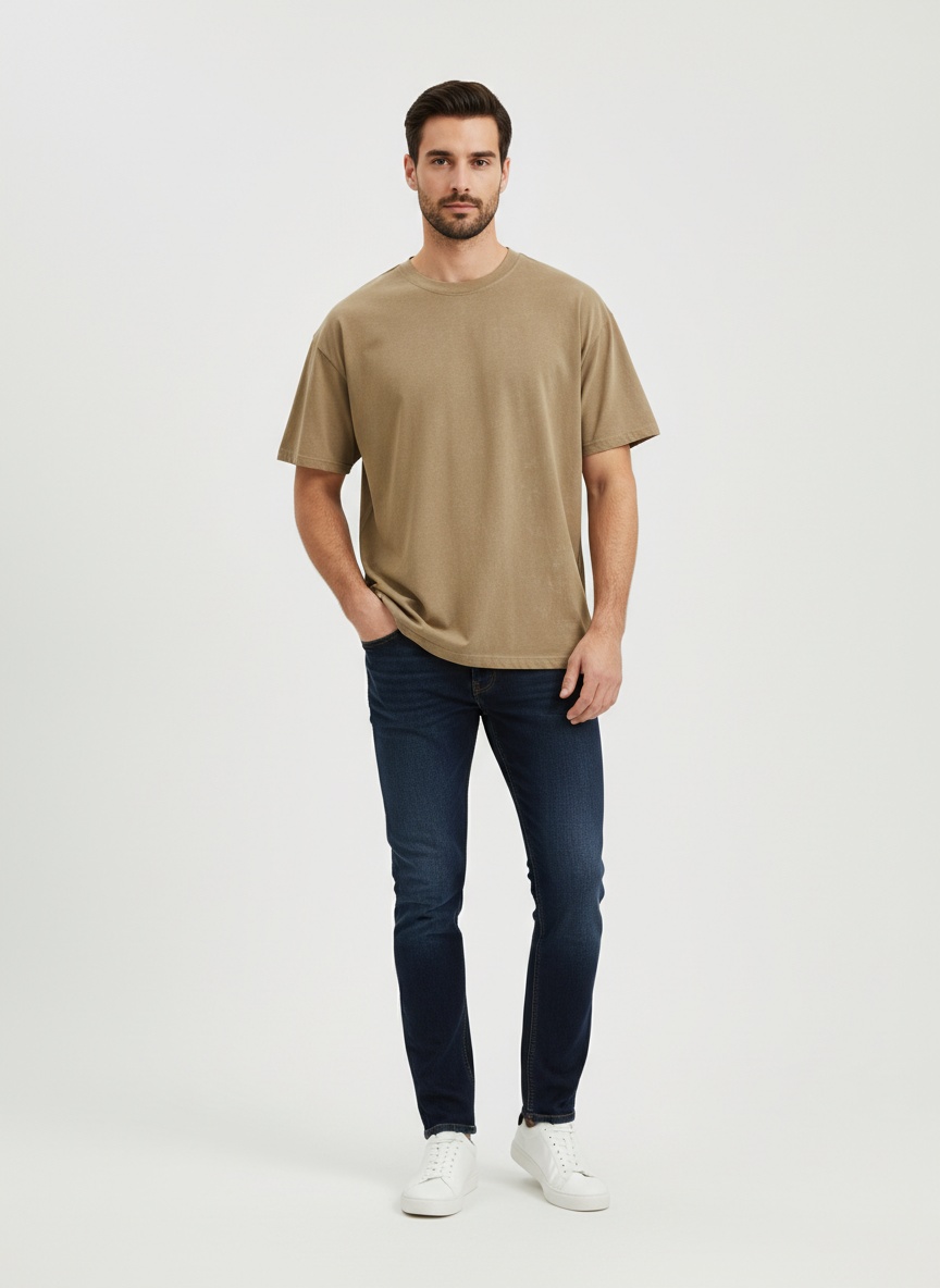 Relaxed Fit Garment Wash Men's T-Shirt for Summer Casual Wear