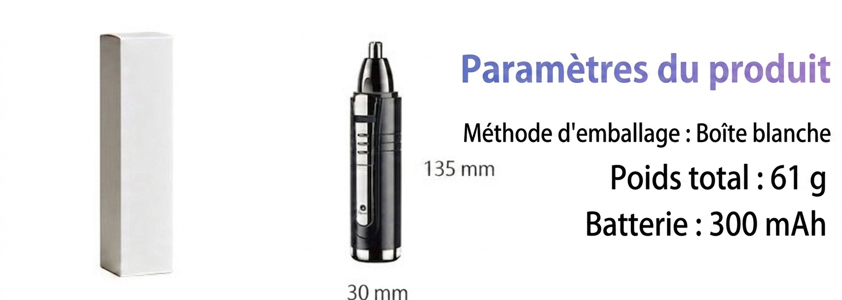 Tondeuse et rasoir électrique de précision 3 en 1 pour le nez et les oreilles