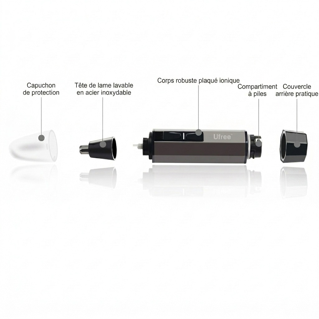 Tondeuse électrique pour poils de nez et d'oreilles - Rechargeable et portable