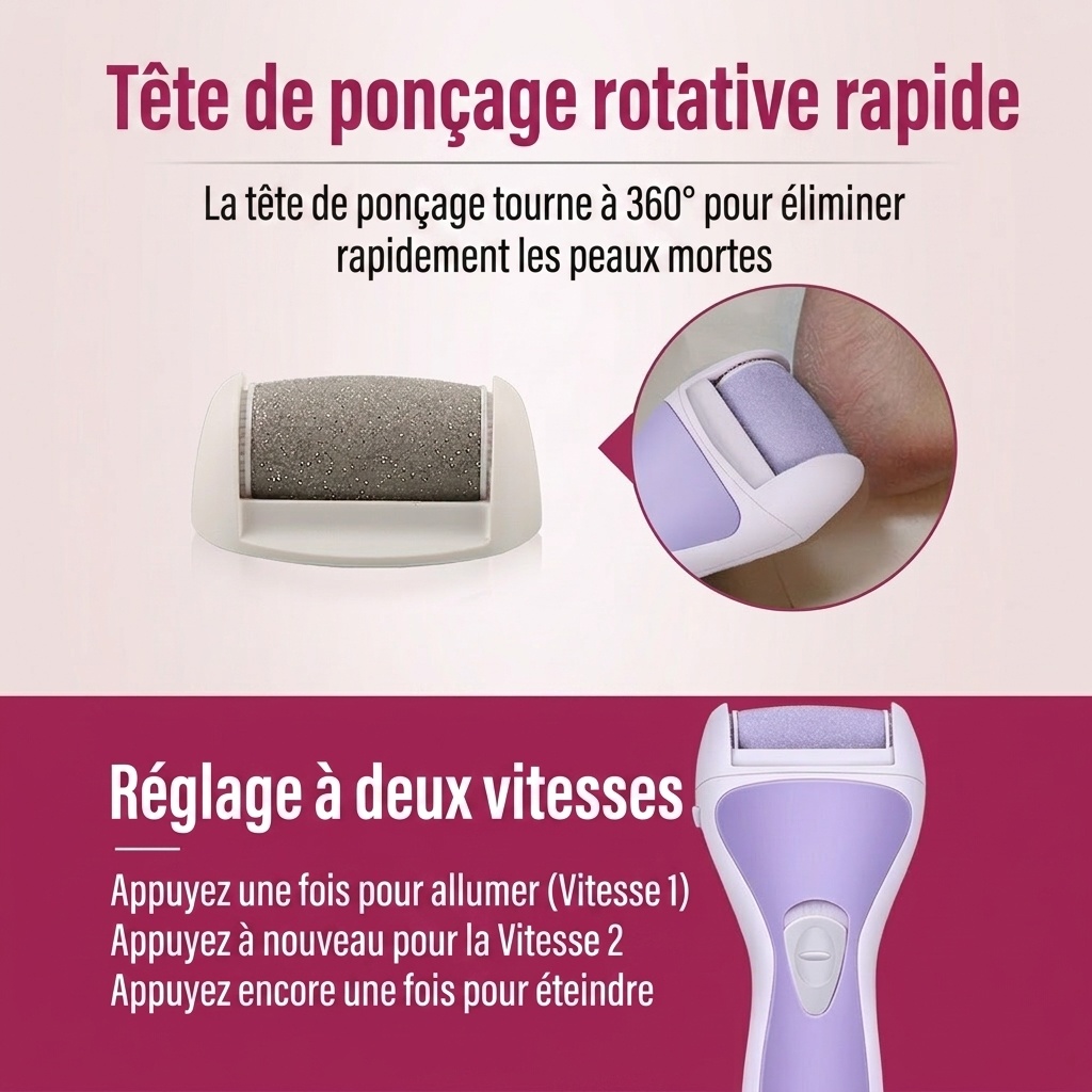 Lime électrique pour les pieds et les callosités - Outil de pédicure rechargeable