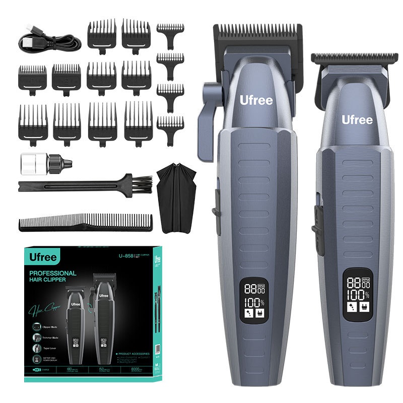 Professional Hair Clipper & Trimmer Set - Grey