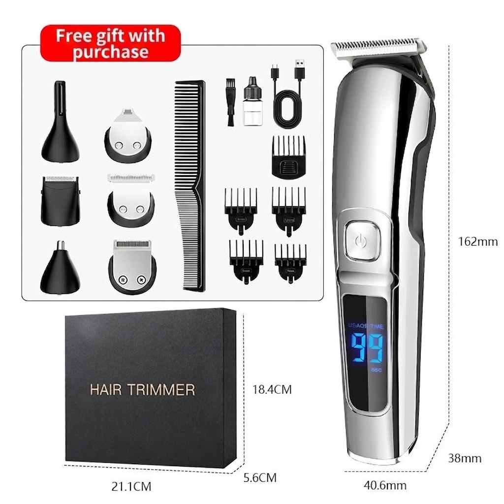 Professional Cordless Electric Hair Trimmer & Shaver Kit