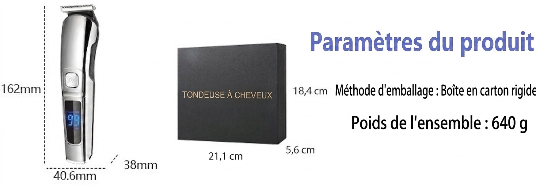 Kit de tondeuse et rasoir électrique sans fil professionnel