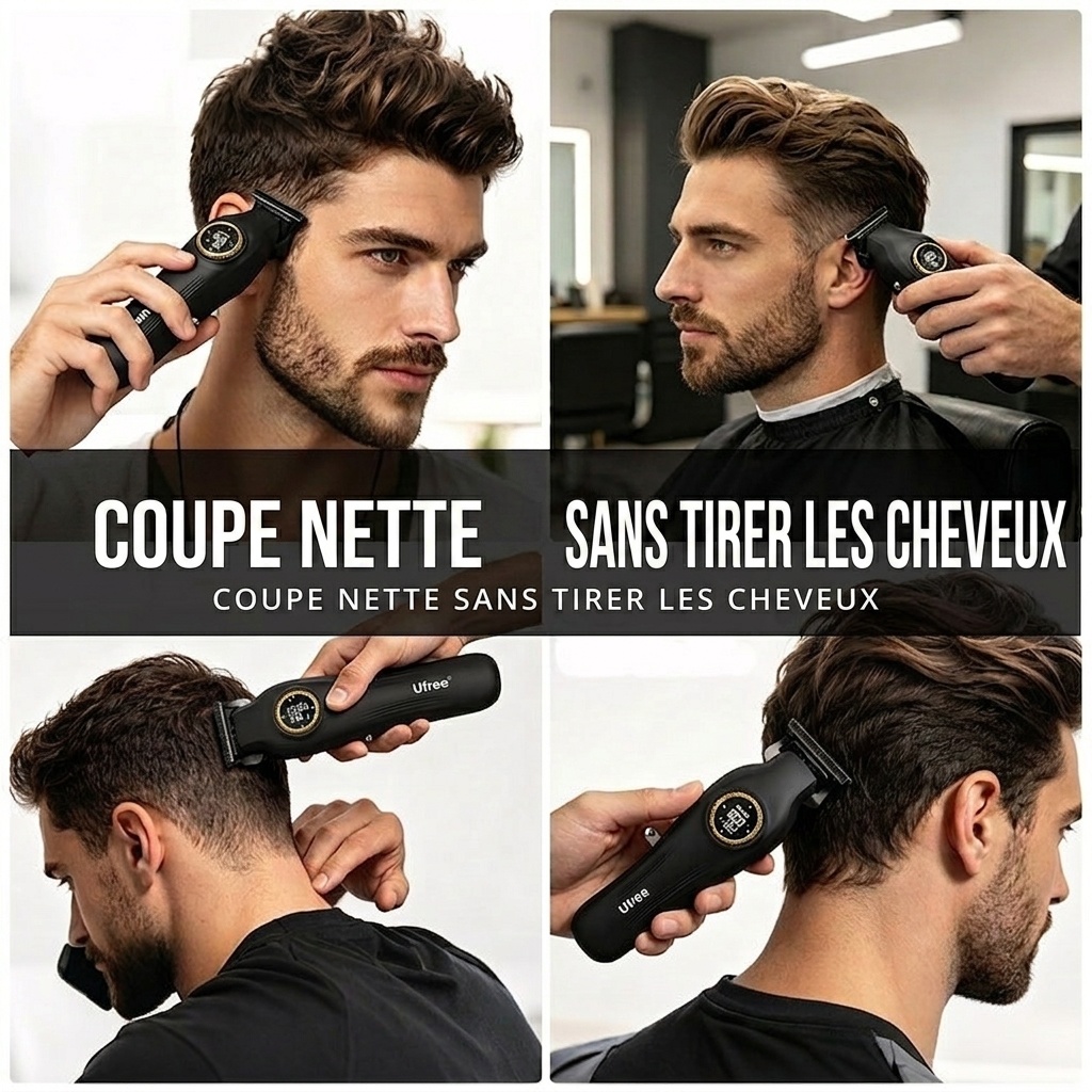 Tondeuse à cheveux électrique professionnelle pour hommes - Sans fil et rechargeable