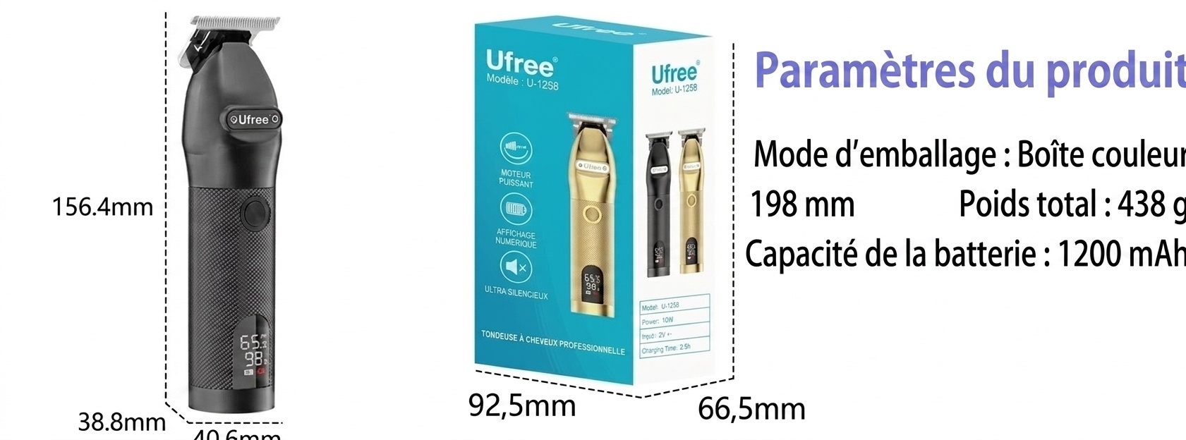 Tondeuse à cheveux professionnelle sans fil pour hommes - Soin de précision