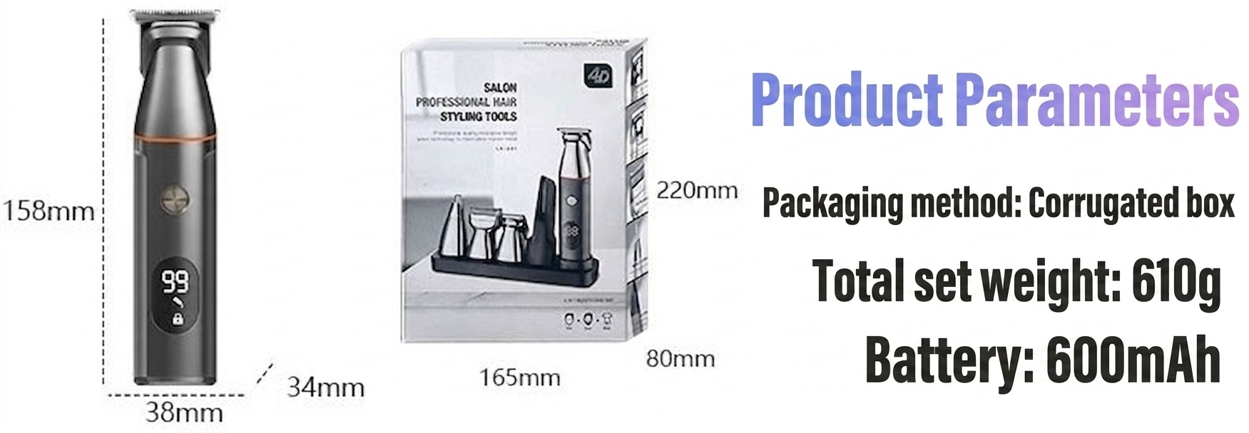 Pro 5-in-1 Electric Hair Trimmer & Grooming Kit for Men