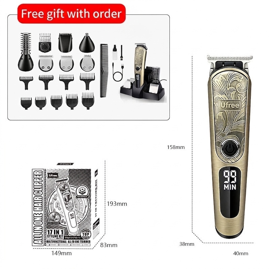 Gold Pro Hair Trimmer Kit - ALL-in-1 Electric Shaver