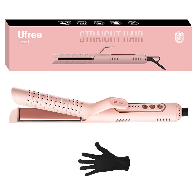 2-in-1 Hair Straightener & Curler - Pink Styling Tool