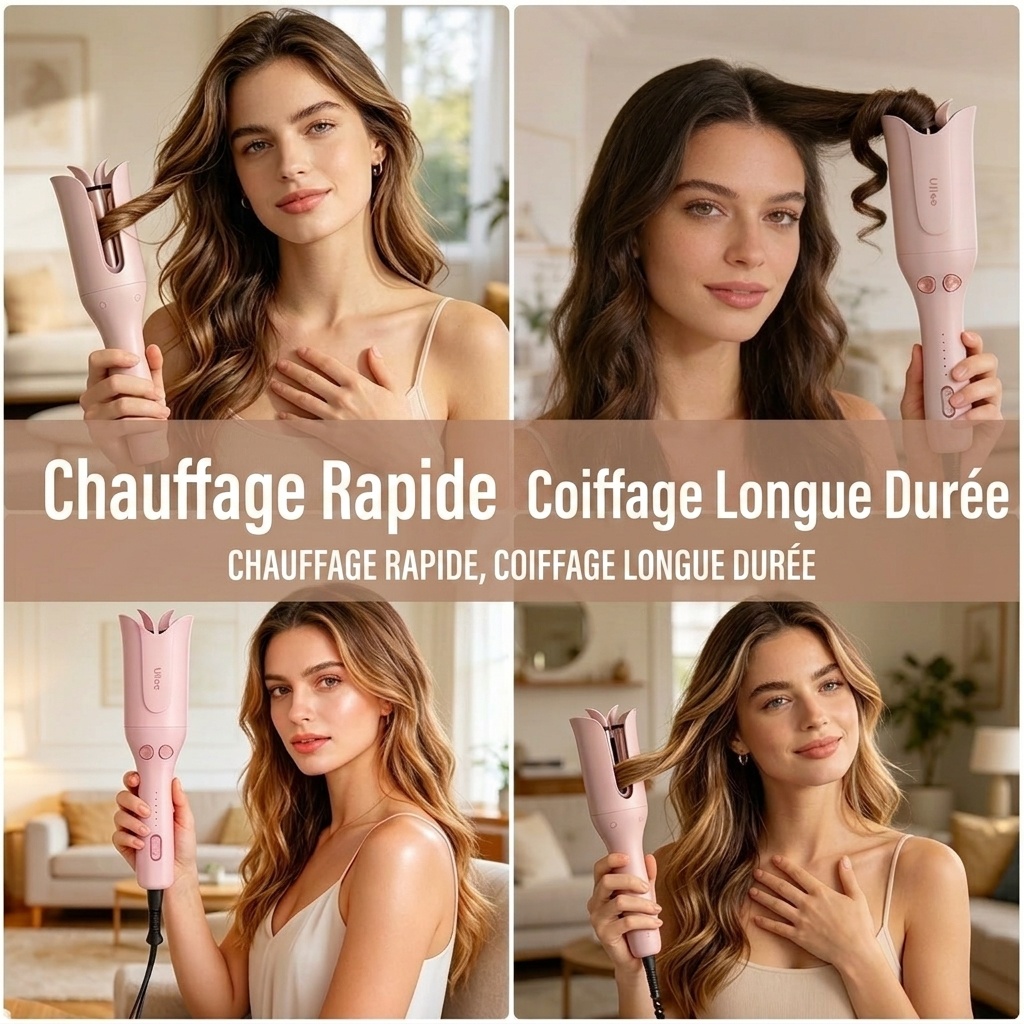 Fer à friser électrique rose (prise américaine)