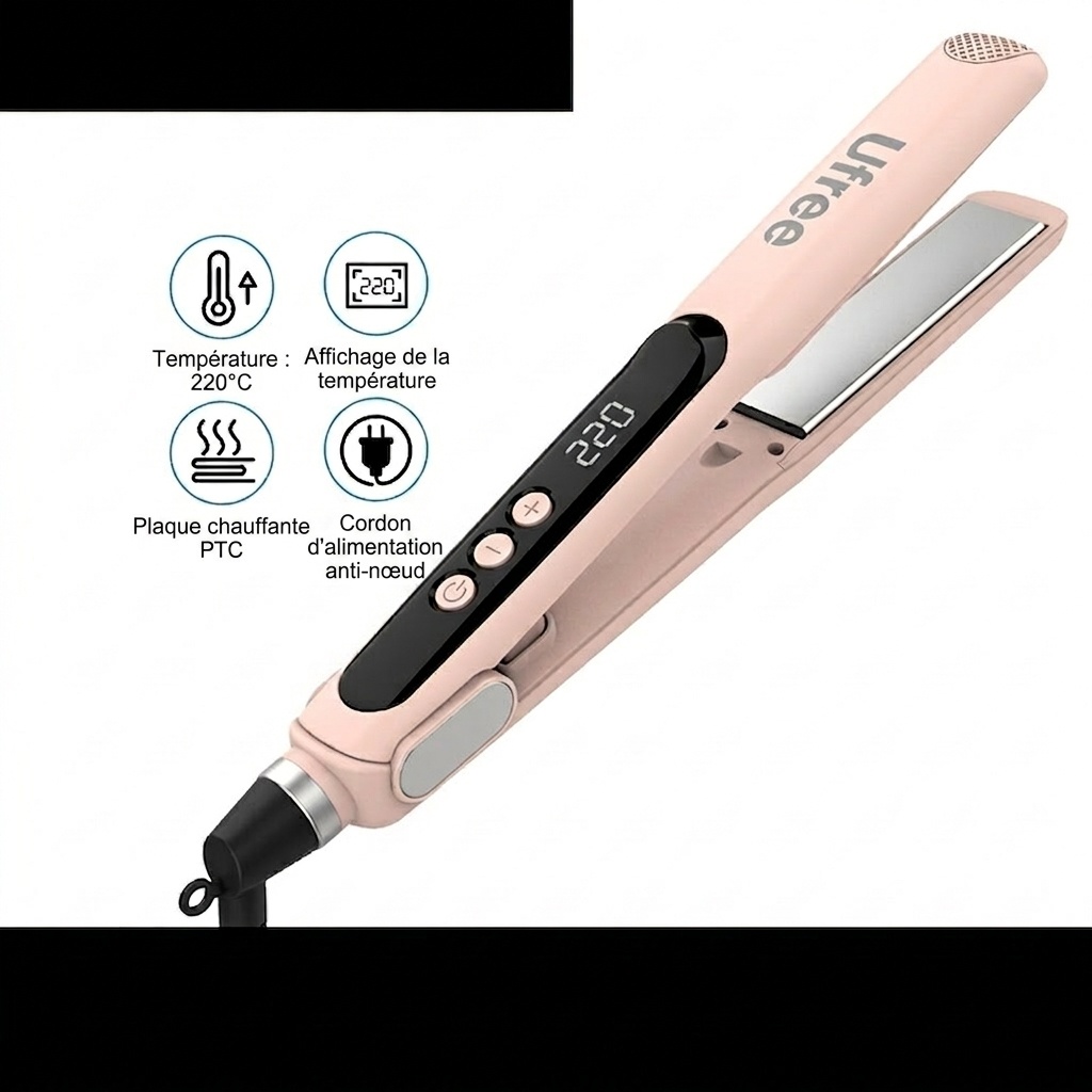 Lisseur à cheveux professionnel en céramique - Rose (Prise UE uniquement)