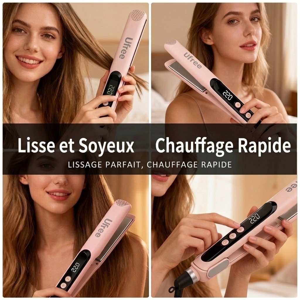 Lisseur à cheveux professionnel en céramique - Rose (Prise UE uniquement)