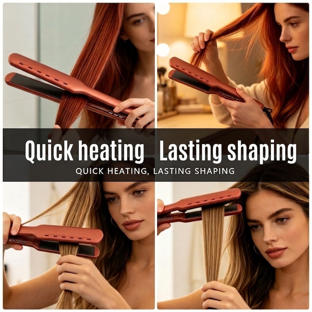 Plancha de pelo con placas anchas - Calentamiento rápido (solo enchufe europeo)