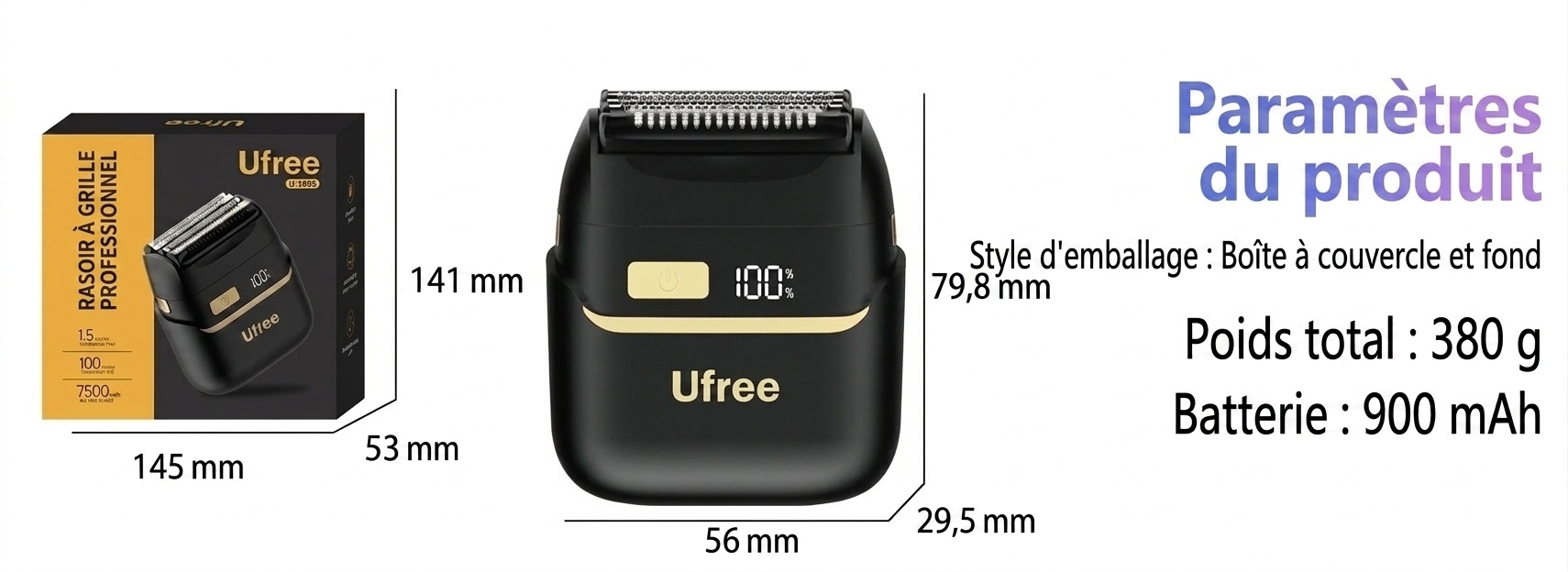 Rasoir électrique à grille pour hommes - Portable et rechargeable
