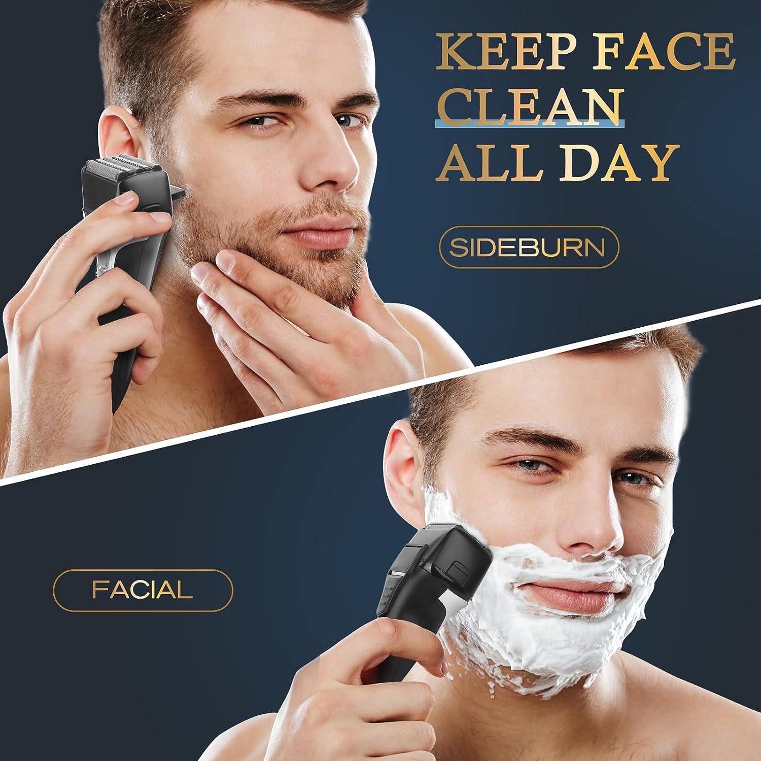 Electric Foil Shaver for Men - Waterproof Rechargeable Trimmer