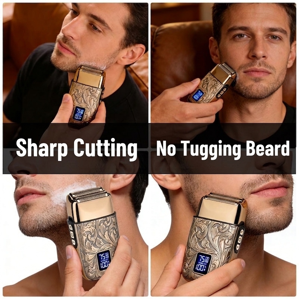Luxury Retro Gold Electric Shaver for Men - Cordless Foil Trimmer