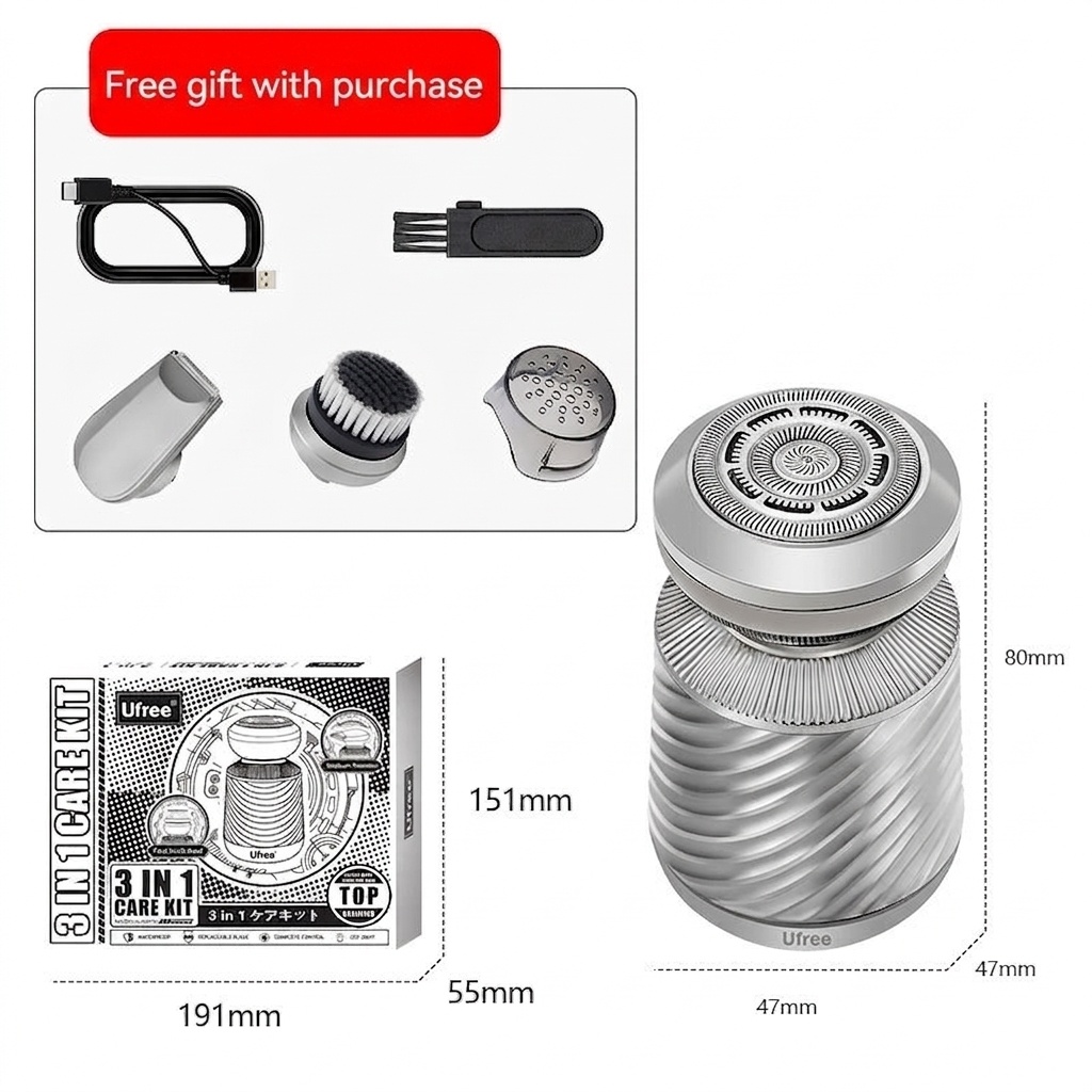 3-in-1 Electric Rotary Shaver & Trimmer Kit for Men