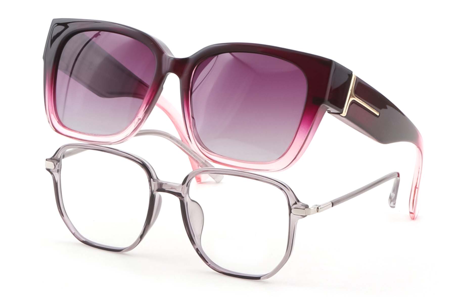 Rectangular Pink Plastic Driving Sunglasses #BS1725-0089