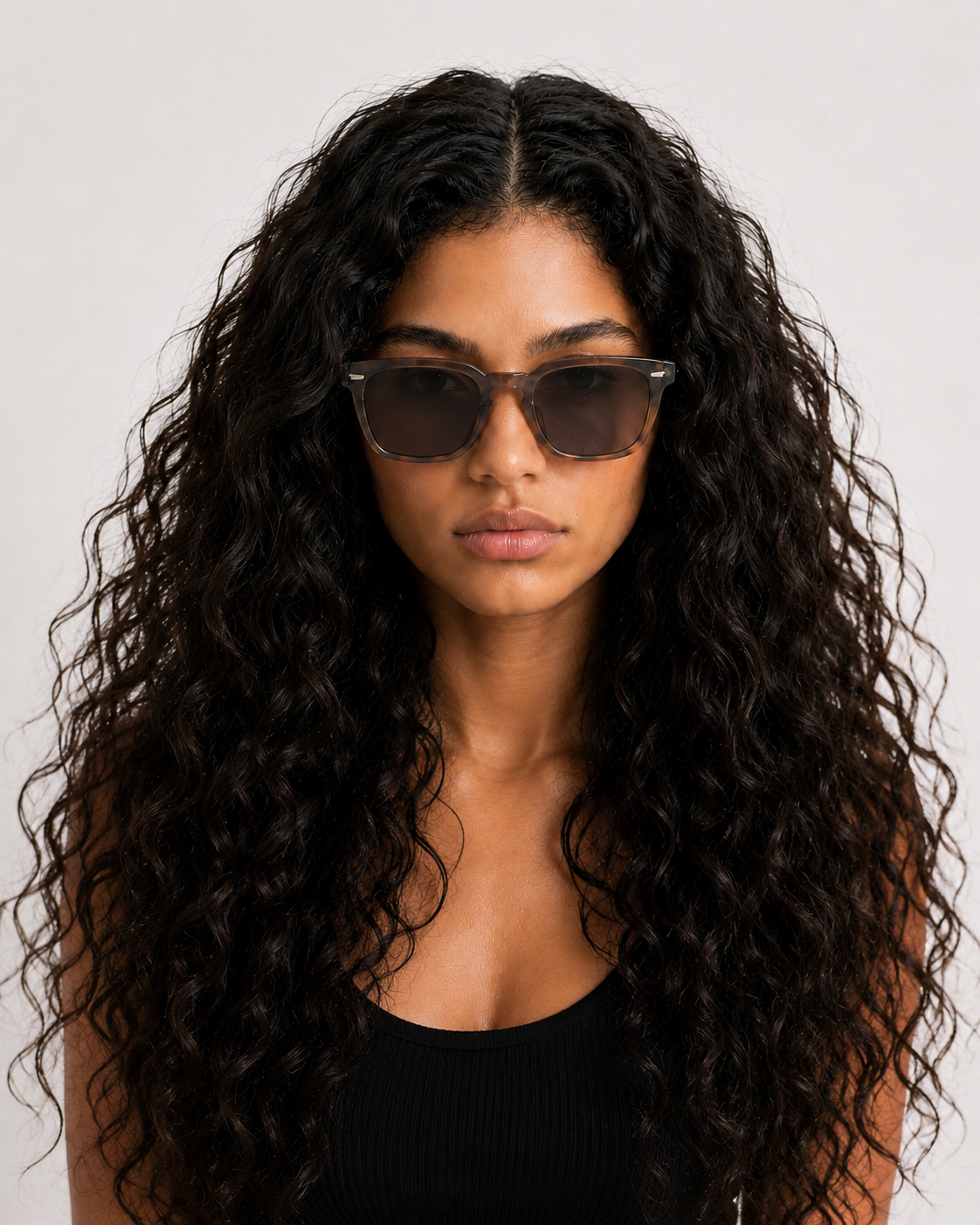 Rechteckige Schildpatt-Sonnenbrille aus Kunststoff #BS2503-0193