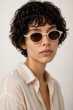 Oval Cream TR90 Sunglasses #BS0824-0025