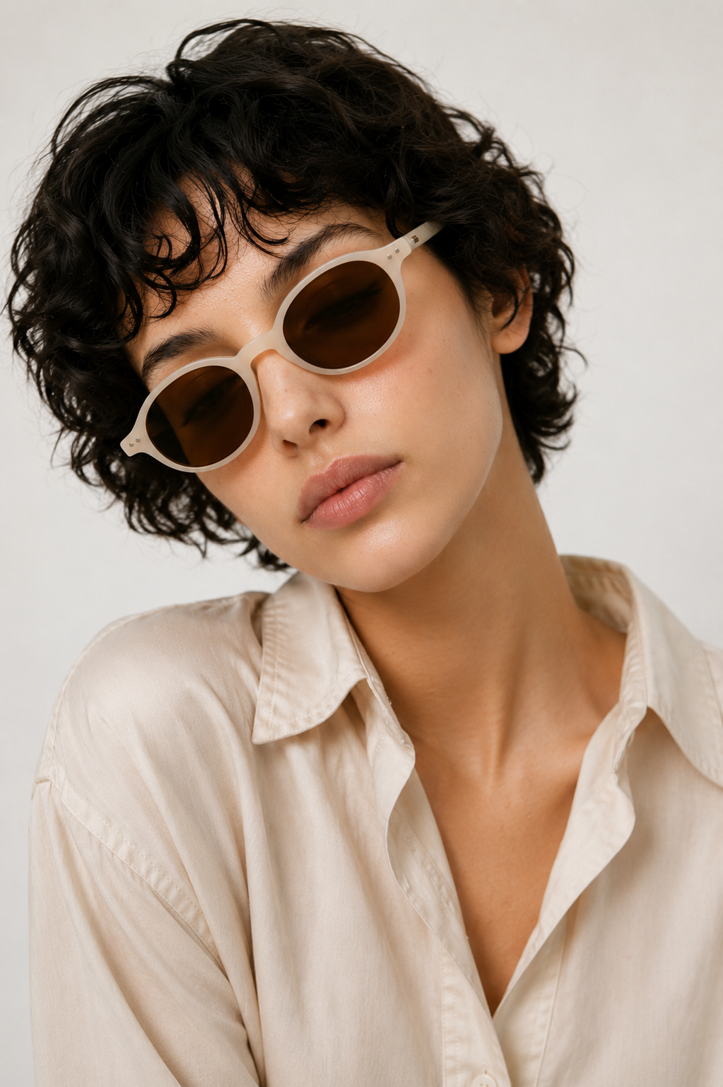 Oval Cream TR90 Sunglasses #BS0824-0025