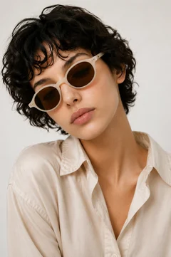 Oval Cream TR90 Sunglasses #BS0824-0025