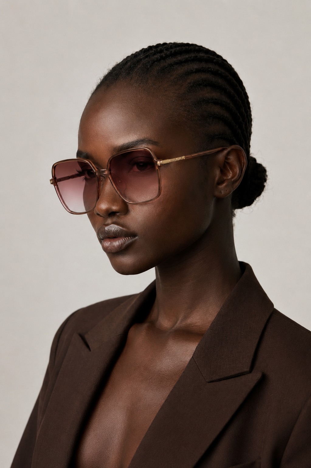 Rectangular Brown TR90 Sunglasses #BS0824-0098