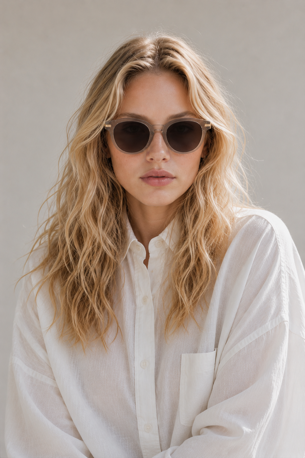 Oval Grey Plastic Sunglasses #BS2503-0009