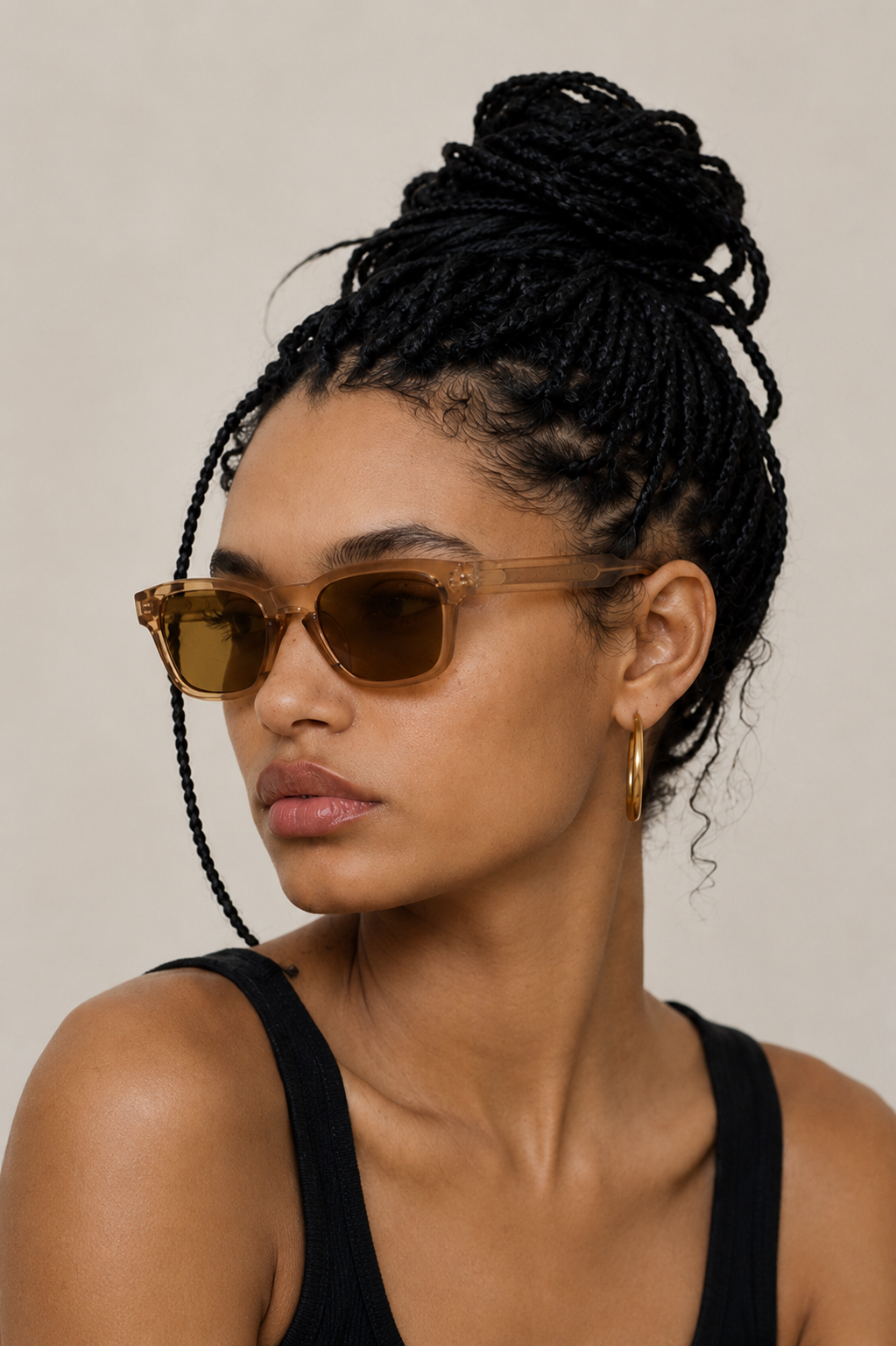 Rectangular Brown Plastic Sunglasses #BS2503-0216