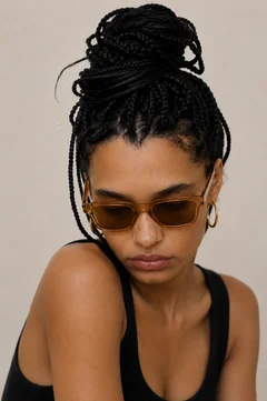 Rectangular Brown Plastic Sunglasses #BS2503-0216