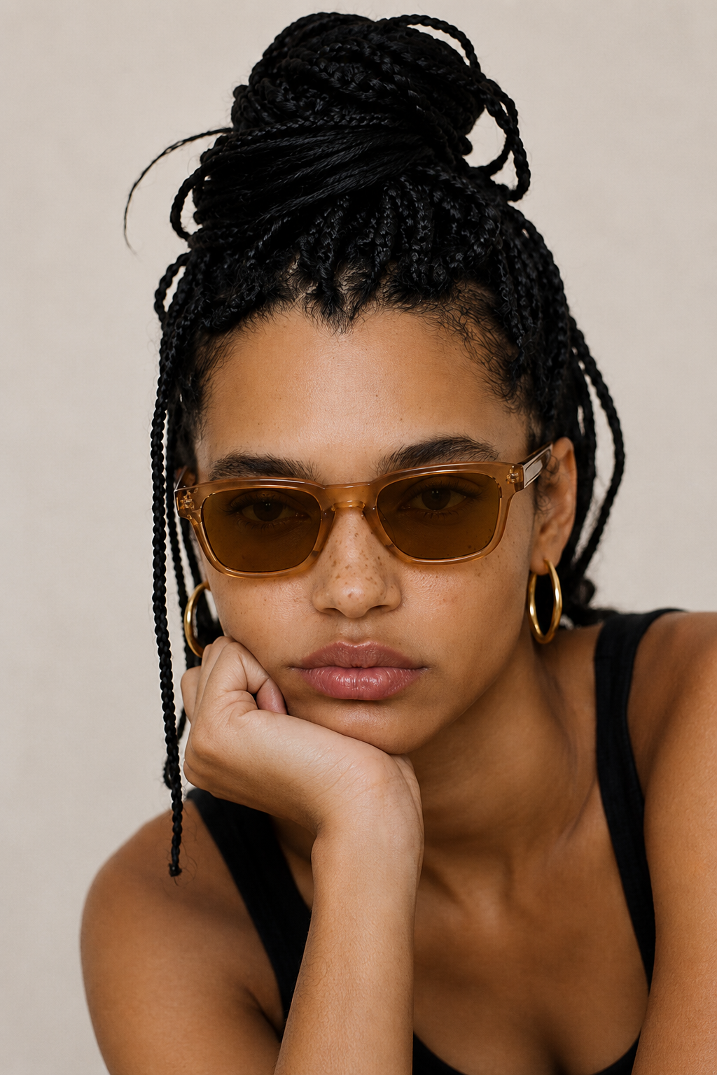 Rectangular Brown Plastic Sunglasses #BS2503-0216