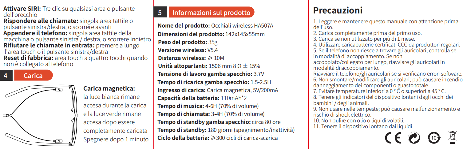 Occhiali intelligenti BL30 in plastica nera #BS705-0013