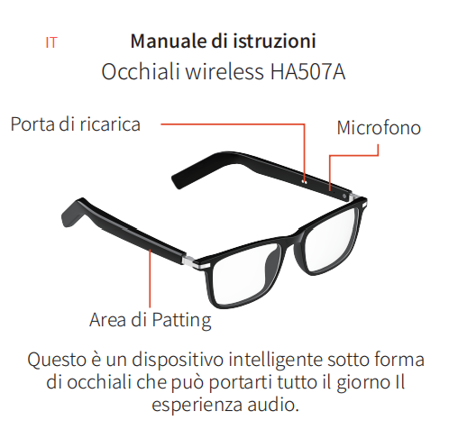 Occhiali intelligenti BL30 in plastica nera #BS705-0013