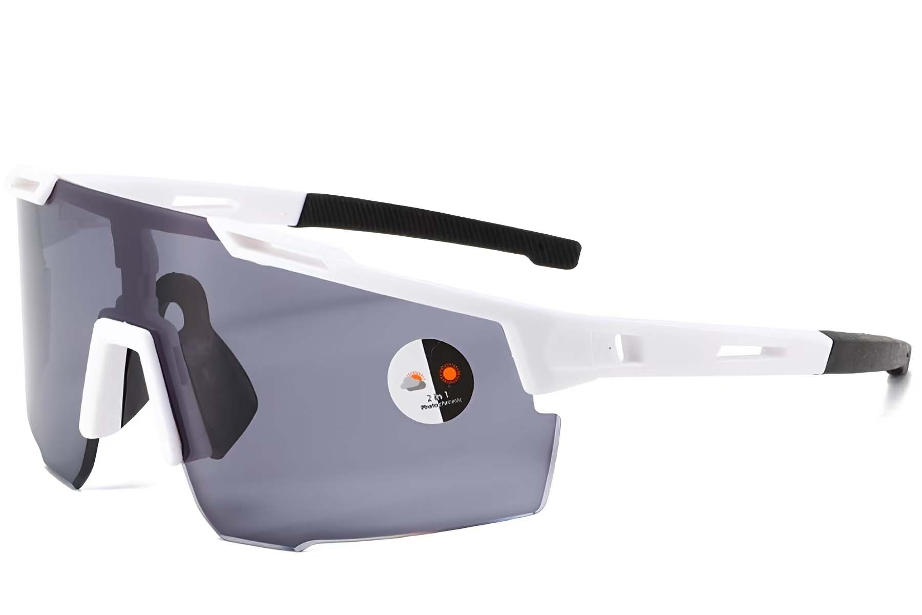 Rectangular White Plastic Photochromic Glasses #BS1725-0064