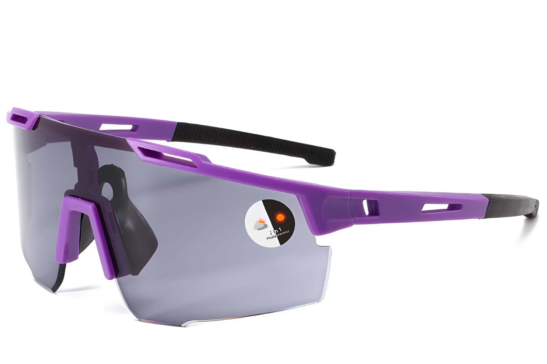 Gafas fotocromáticas rectangulares de plástico morado #BS1725-0065