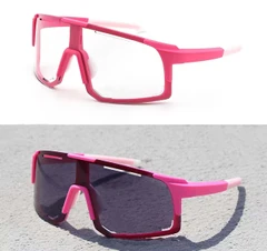 Lunettes photochromiques géométriques roses en plastique #BS1725-0067
