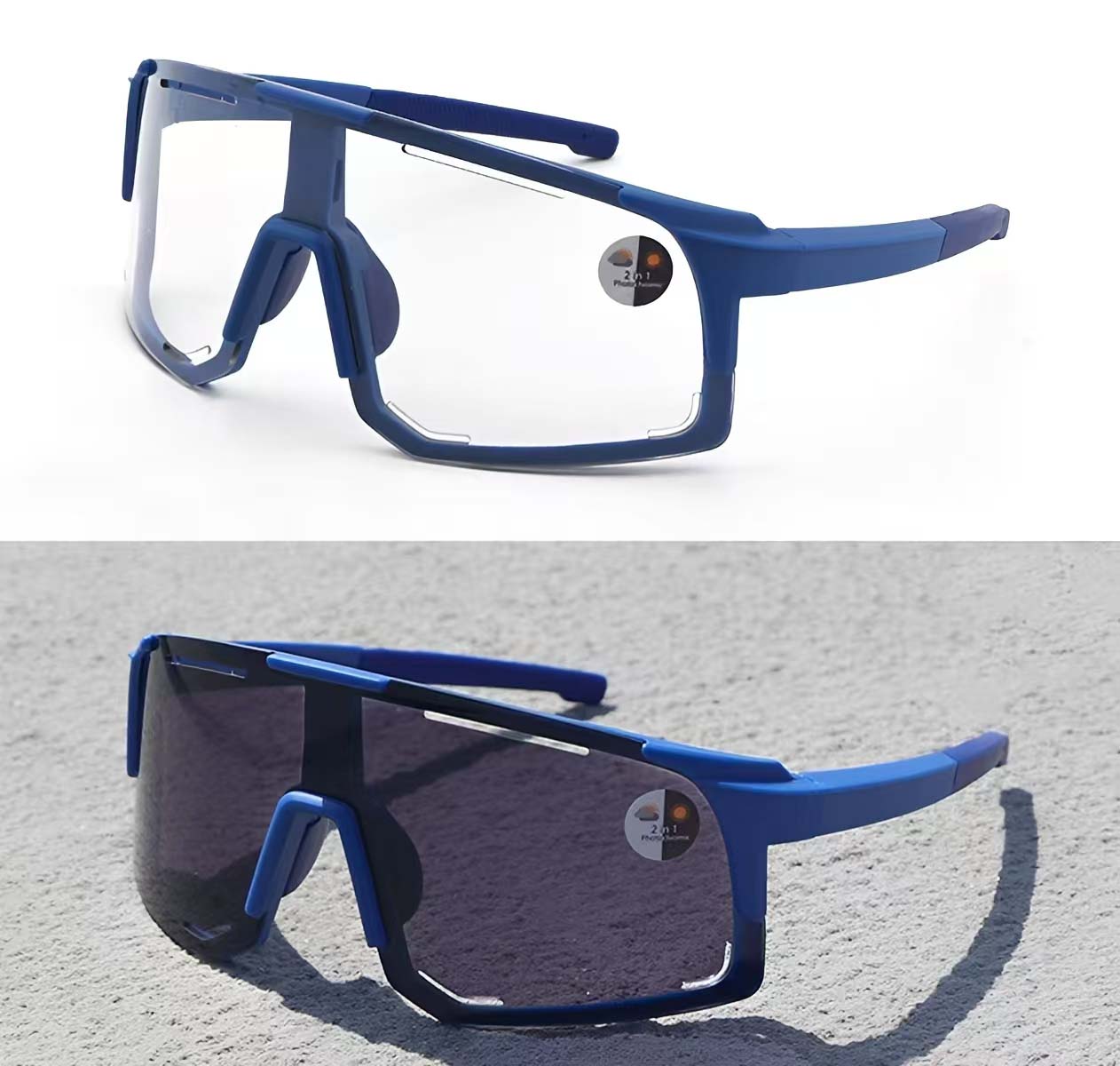 Geometric Blue Plastic Photochromic Glasses #BS1725-0069