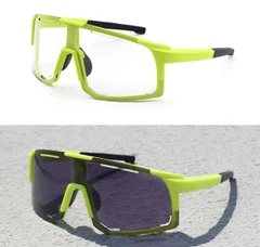 Lunettes photochromiques géométriques en plastique vert #BS1725-0070