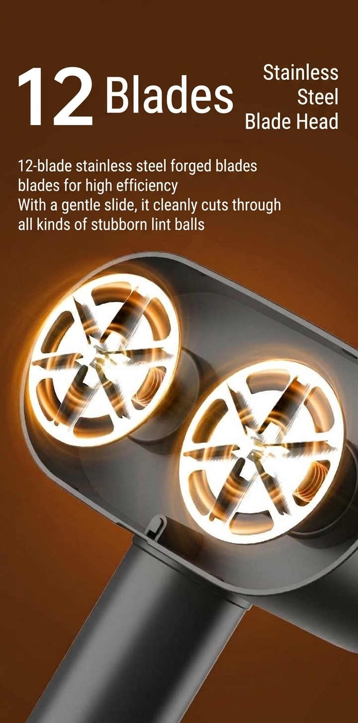 Electric Fabric Shaver & Dual Head Lint Remover with LED