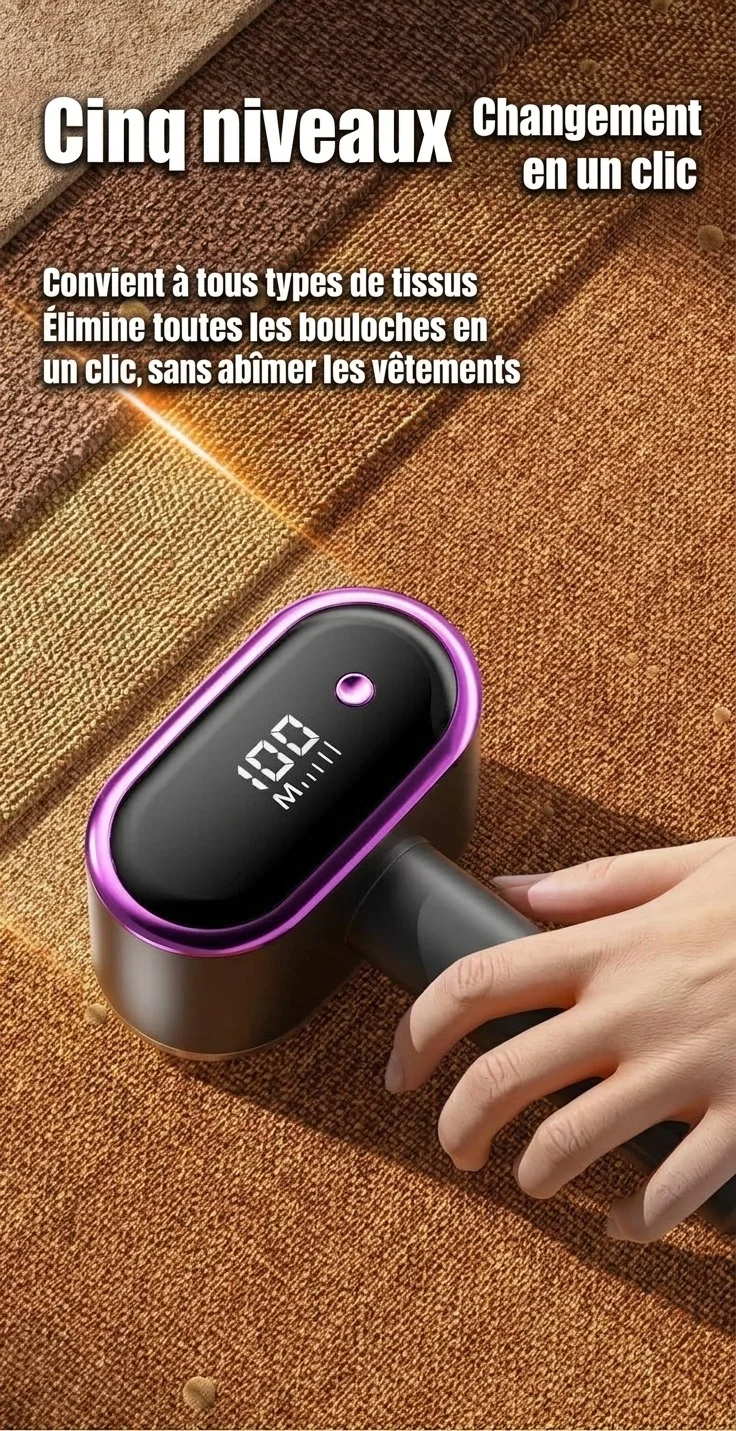 Rasoir électrique pour tissus et épilateur à double tête avec LED