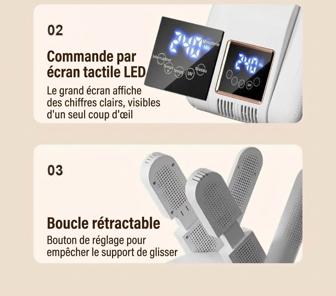 Sèche-chaussures et chauffe-bottes électrique pliable