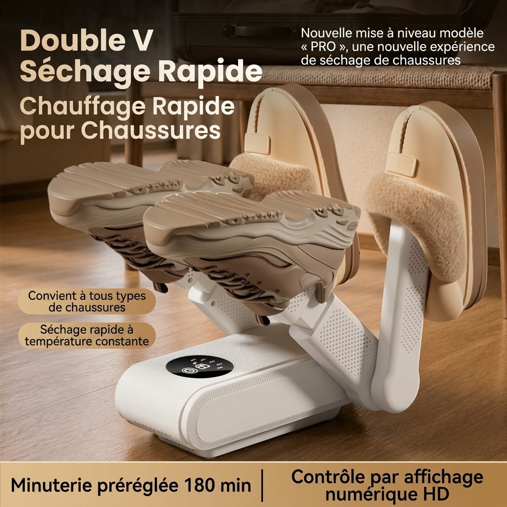 Electric Folding Multi-Arm Shoe Dryer with Digital Display