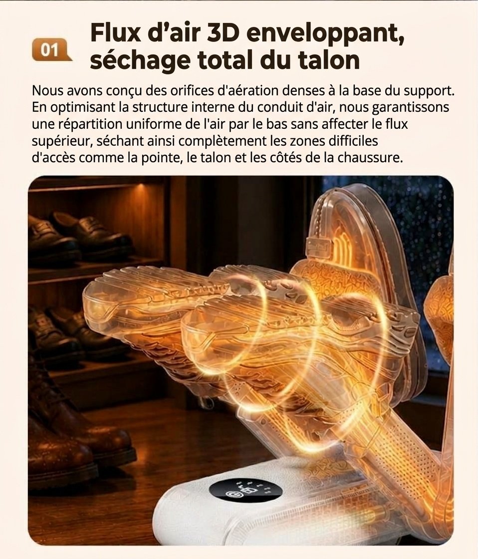 Sèche-chaussures électrique pliable à plusieurs bras avec affichage numérique