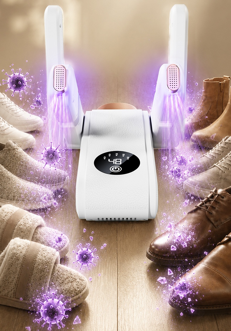 Electric Folding Multi-Arm Shoe Dryer with Digital Display